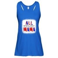 All American Mama 4th Of July Bleached Tie Dye American Flag Gift Ladies Essential Flowy Tank