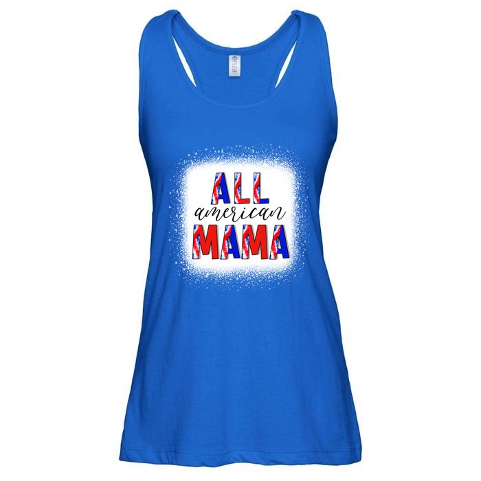 All American Mama 4th Of July Bleached Tie Dye American Flag Gift Ladies Essential Flowy Tank