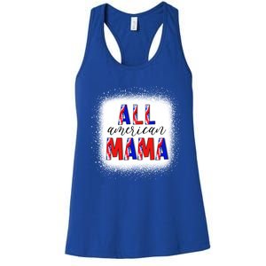 All American Mama 4th Of July Bleached Tie Dye American Flag Gift Women's Racerback Tank