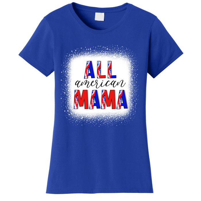 All American Mama 4th Of July Bleached Tie Dye American Flag Gift Women's T-Shirt