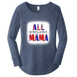 All American Mama 4th Of July Bleached Tie Dye American Flag Gift Women's Perfect Tri Tunic Long Sleeve Shirt