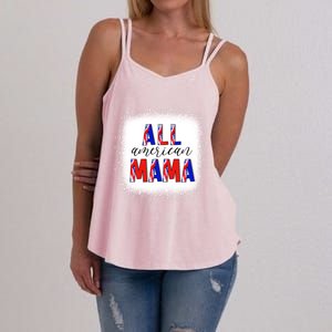 All American Mama 4th Of July Bleached Tie Dye American Flag Gift Women's Strappy Tank