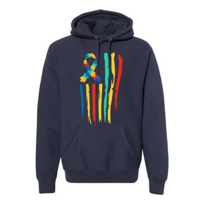 Autistic Awareness Month American Flag USA World Autism Day Premium Hoodie