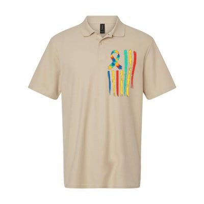 Autistic Awareness Month American Flag USA World Autism Day Softstyle Adult Sport Polo