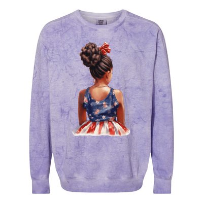 African American Messy Bun Girl Dress Watercolor Colorblast Crewneck Sweatshirt