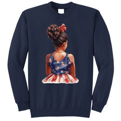 African American Messy Bun Girl Dress Watercolor Tall Sweatshirt