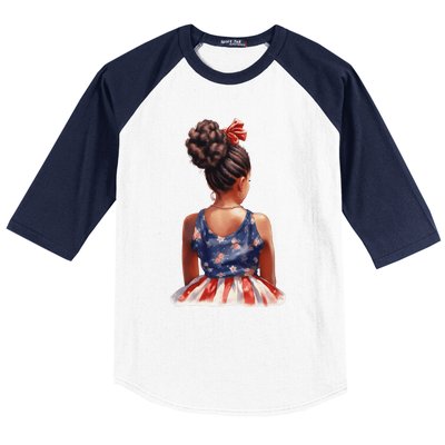 African American Messy Bun Girl Dress Watercolor Baseball Sleeve Shirt