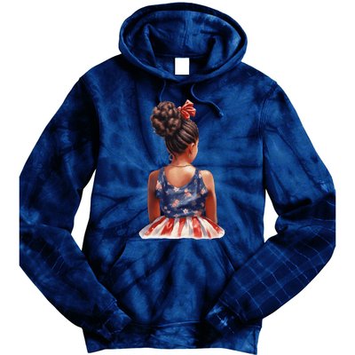 African American Messy Bun Girl Dress Watercolor Tie Dye Hoodie