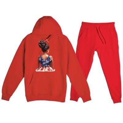 African American Messy Bun Girl Dress Watercolor Premium Hooded Sweatsuit Set