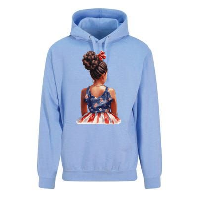 African American Messy Bun Girl Dress Watercolor Unisex Surf Hoodie