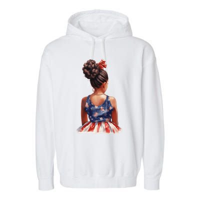 African American Messy Bun Girl Dress Watercolor Garment-Dyed Fleece Hoodie