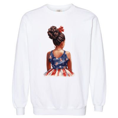 African American Messy Bun Girl Dress Watercolor Garment-Dyed Sweatshirt