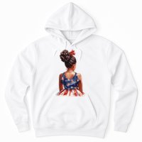 African American Messy Bun Girl Dress Watercolor Hoodie