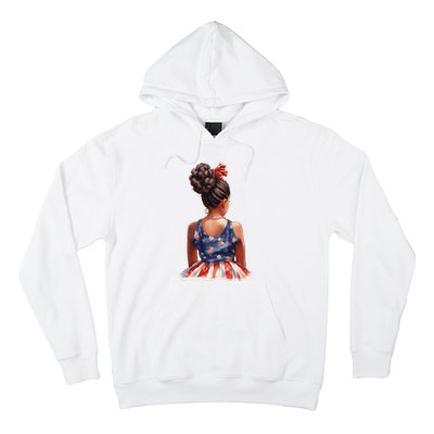 African American Messy Bun Girl Dress Watercolor Hoodie