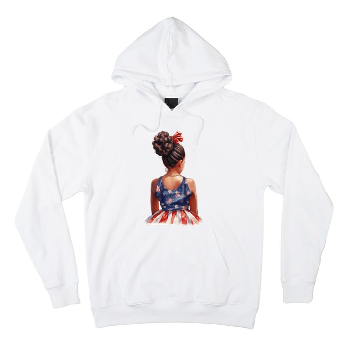 African American Messy Bun Girl Dress Watercolor Hoodie