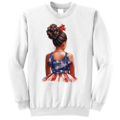 African American Messy Bun Girl Dress Watercolor Sweatshirt