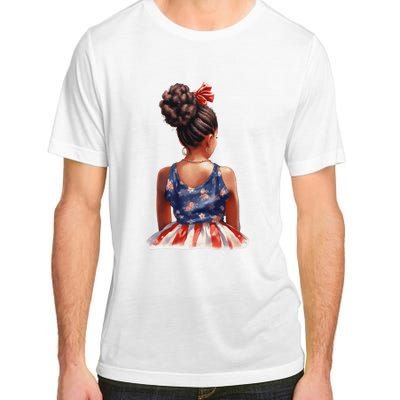 African American Messy Bun Girl Dress Watercolor Adult ChromaSoft Performance T-Shirt