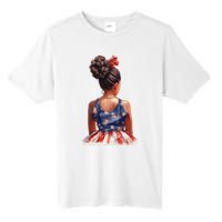 African American Messy Bun Girl Dress Watercolor Tall Fusion ChromaSoft Performance T-Shirt