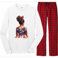 African American Messy Bun Girl Dress Watercolor Long Sleeve Pajama Set