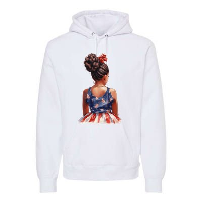 African American Messy Bun Girl Dress Watercolor Premium Hoodie