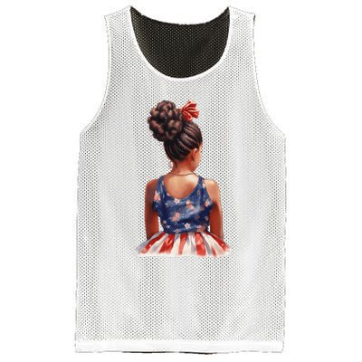 African American Messy Bun Girl Dress Watercolor Mesh Reversible Basketball Jersey Tank