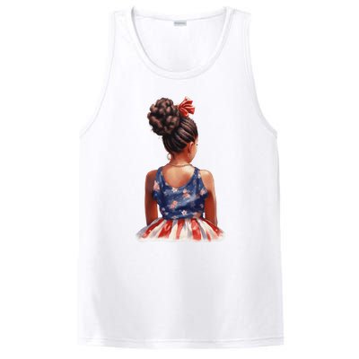 African American Messy Bun Girl Dress Watercolor PosiCharge Competitor Tank