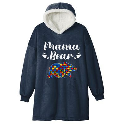 Autism Awareness Mama Bear Puzzle Piece Autistic Mom Gift Hooded Wearable Blanket