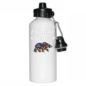 Autism Awareness Mama Bear Puzzle Piece Autistic Mom Gift Aluminum Water Bottle