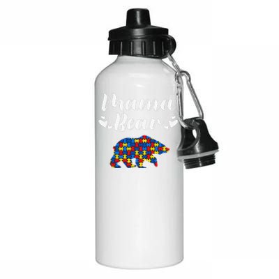 Autism Awareness Mama Bear Puzzle Piece Autistic Mom Gift Aluminum Water Bottle