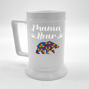 Autism Awareness Mama Bear Puzzle Piece Autistic Mom Gift Beer Stein