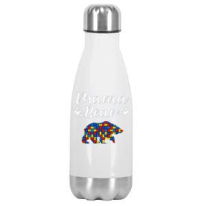 Autism Awareness Mama Bear Puzzle Piece Autistic Mom Gift Stainless Steel Insulated Water Bottle