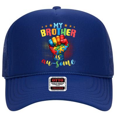 Autism Awareness Month And Brother Acceptance Autism Gift High Crown Mesh Back Trucker Hat