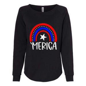 American America `Merica Rainbow Flag Patriotic 4th Of July Gift Womens California Wash Sweatshirt