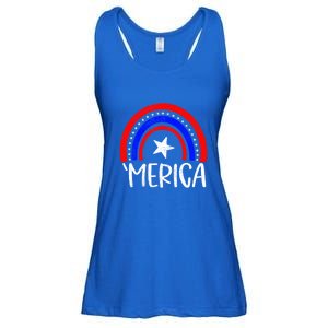 American America `Merica Rainbow Flag Patriotic 4th Of July Gift Ladies Essential Flowy Tank