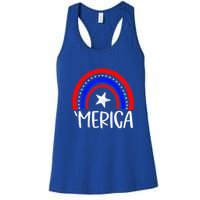 American America `Merica Rainbow Flag Patriotic 4th Of July Gift Women's Racerback Tank