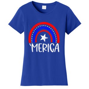 American America `Merica Rainbow Flag Patriotic 4th Of July Gift Women's T-Shirt