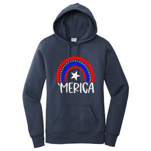 American America `Merica Rainbow Flag Patriotic 4th Of July Gift Women's Pullover Hoodie