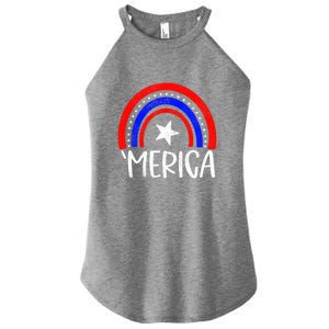 American America `Merica Rainbow Flag Patriotic 4th Of July Gift Women's Perfect Tri Rocker Tank