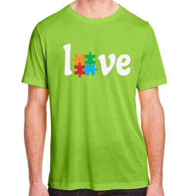 Autistic Awareness Month LOVE Puzzle Pieces Heart Autism Day Adult ChromaSoft Performance T-Shirt