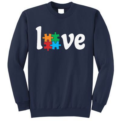 Autistic Awareness Month LOVE Puzzle Pieces Heart Autism Day Sweatshirt