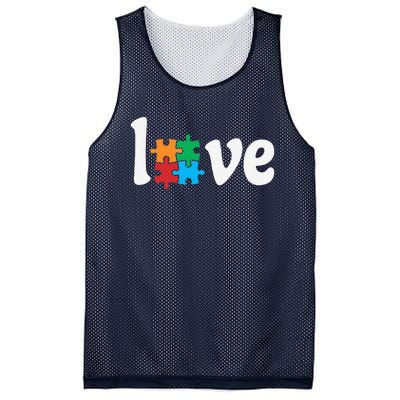 Autistic Awareness Month LOVE Puzzle Pieces Heart Autism Day Mesh Reversible Basketball Jersey Tank