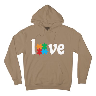 Autistic Awareness Month LOVE Puzzle Pieces Heart Autism Day Hoodie