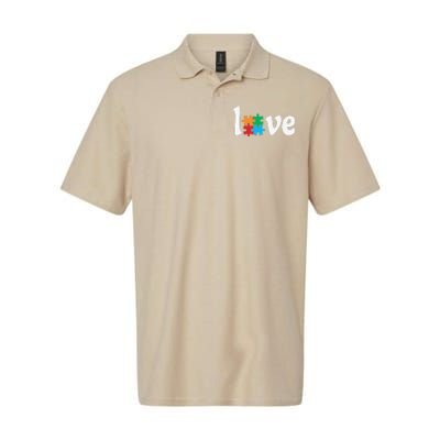 Autistic Awareness Month LOVE Puzzle Pieces Heart Autism Day Softstyle Adult Sport Polo