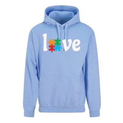 Autistic Awareness Month LOVE Puzzle Pieces Heart Autism Day Unisex Surf Hoodie