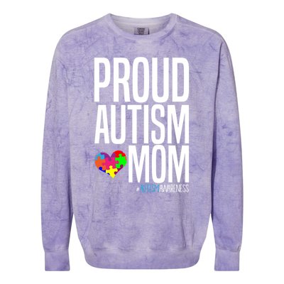 Autism Awareness Month Proud Autism Mom Gift Colorblast Crewneck Sweatshirt