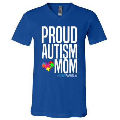 Autism Awareness Month Proud Autism Mom Gift V-Neck T-Shirt