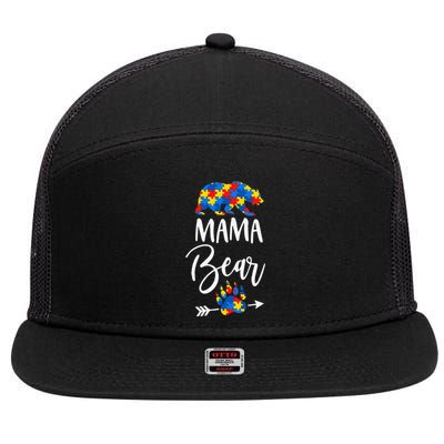 Autism Awareness Mama Bear Momma 7 Panel Mesh Trucker Snapback Hat