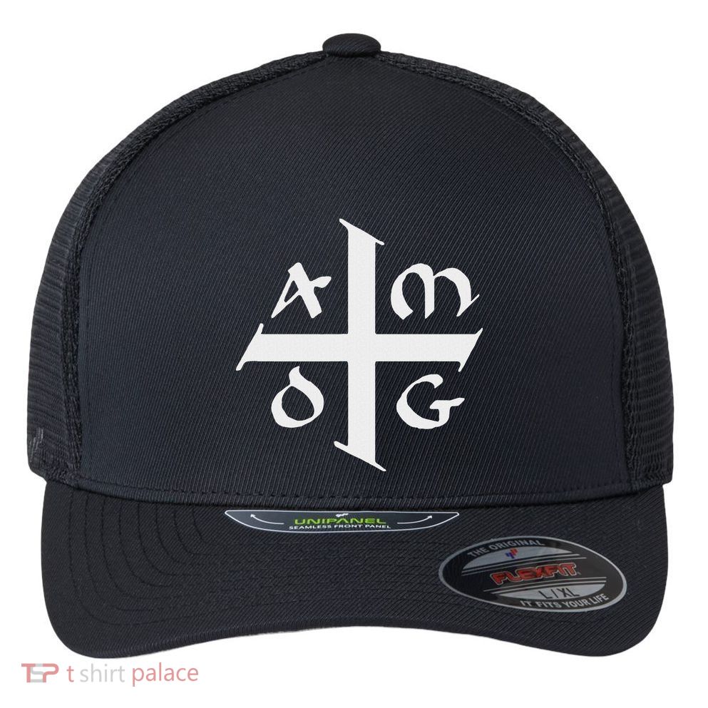 Amdg Ad Majorem Dei Gloriam Big Jesuit Cross Flexfit Unipanel Trucker Cap