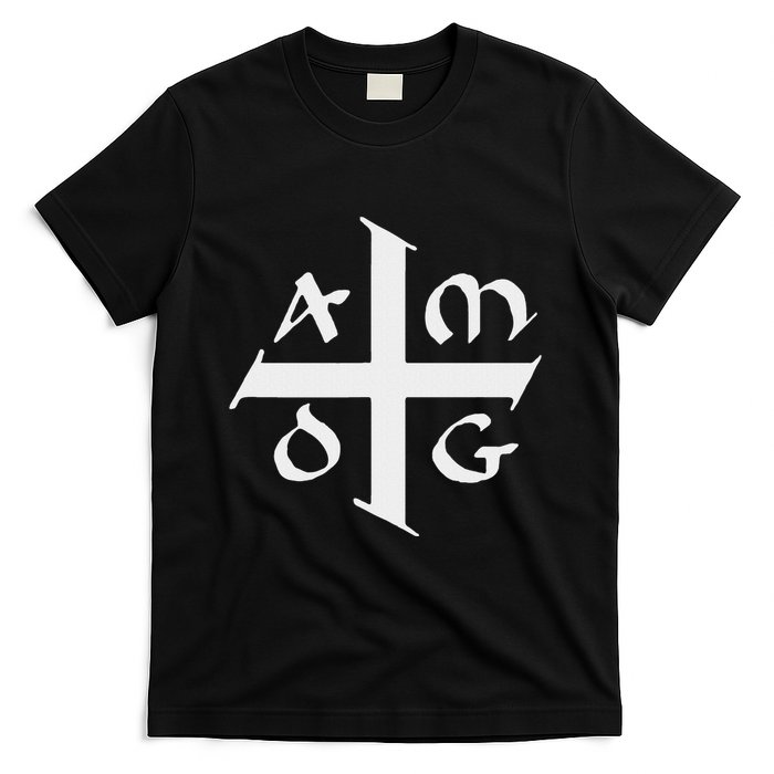 Amdg Ad Majorem Dei Gloriam Big Jesuit Cross T-Shirt