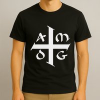 Amdg Ad Majorem Dei Gloriam Big Jesuit Cross T-Shirt